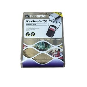 New PacSafe Pouchsafe 100‎ Travel Organizer Purse Secure Sling Travel Bag Tan